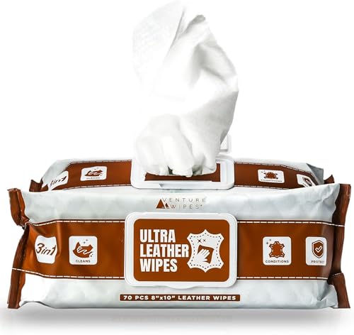 Venture Wipes Leather Cleaner Wipes - 70 Count, Extra Large & Heavy-Duty
