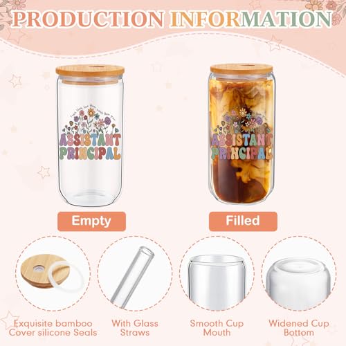 Assistant Principal Appreciation Gift Set - 17 oz Glass Cup, Makeup Bag & Keychain for School Leaders