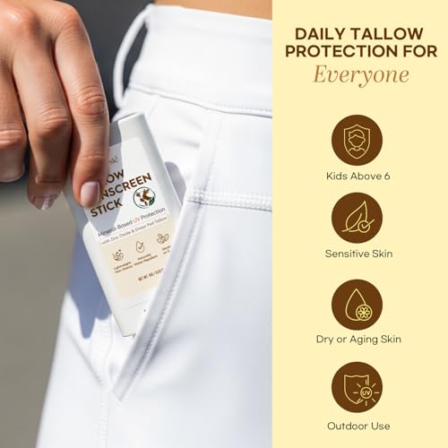 Dersie Zinc Oxide Sunscreen Stick SPF 50 with Tallow for Sensitive Skin
