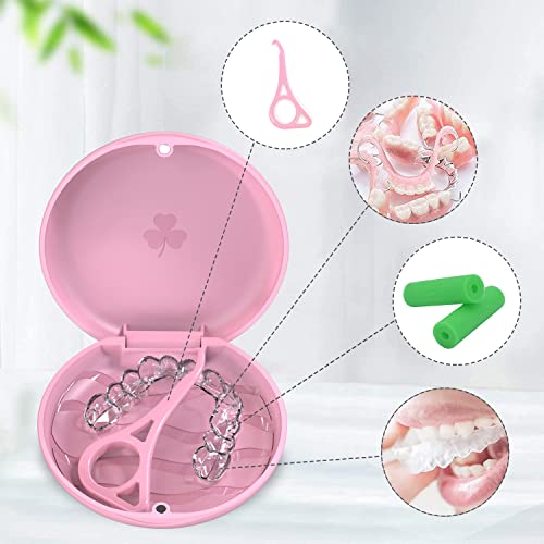 ARGOMAX 2-Pack Ultra-Thin Round Aligners & Retainers Case with Magnetic Closure - Pink