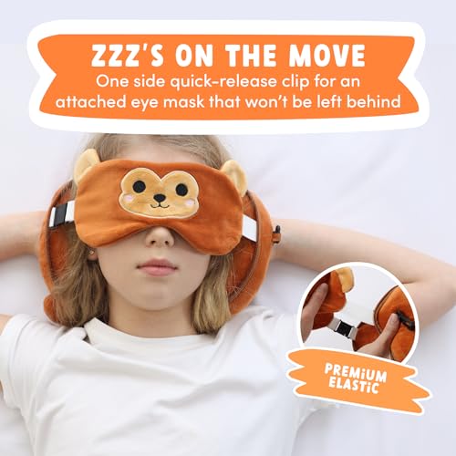 Kids Travel Pillow Set with Eye Mask - Monkey Design