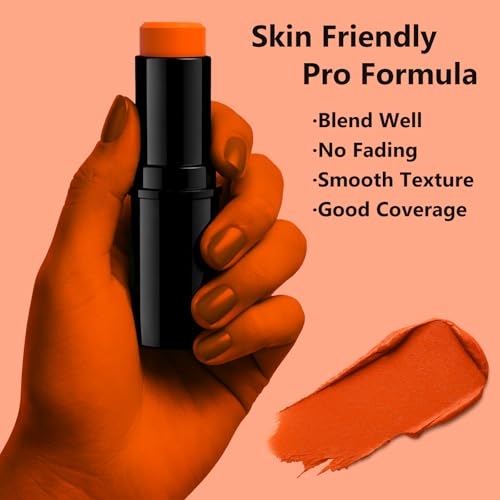 Orange Waterproof Face and Body Paint Stick - Non-Toxic Cream for Halloween & Sports