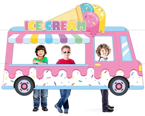79x51 Inch Ice Cream Shop Photo Booth Backdrop for Parties