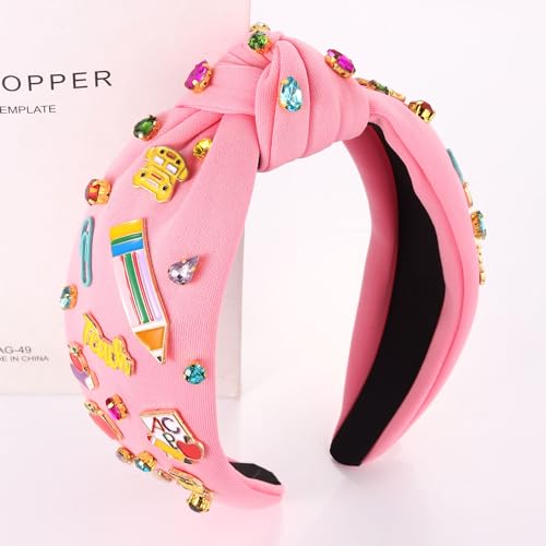 Teacher Rhinestone Knotted Headband - Beaded Sparkly Hair Accessory