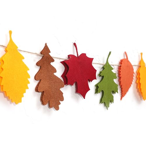Autumn Felt Leaf Garland - Double Layered Fall Banner for Home Decor