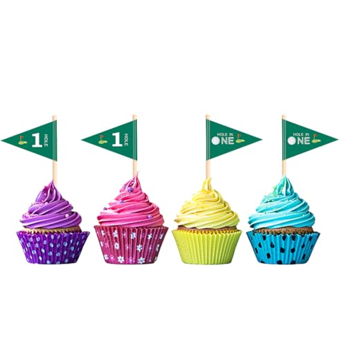 VOWFOO Golf Themed Toothpick Flags - 20 PCS Cupcake Toppers for 1st Birthday