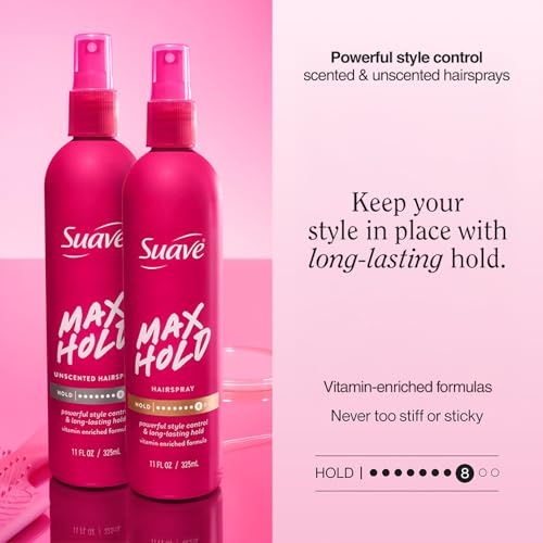 Suave Max Hold Non-Aerosol Hairspray Bundle – 3-Piece Set (11 Oz Each)