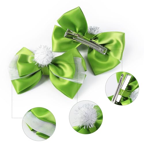 Fancheer Green Fairy Hair Bows - 2PC Princess Clips for Kids