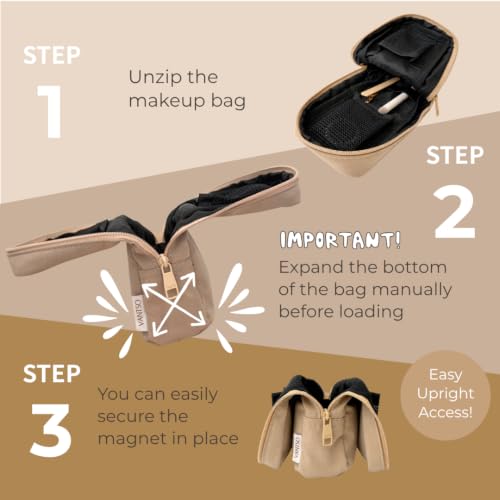 Mini Standing Makeup Bag - Travel Cosmetic Organizer Pouch