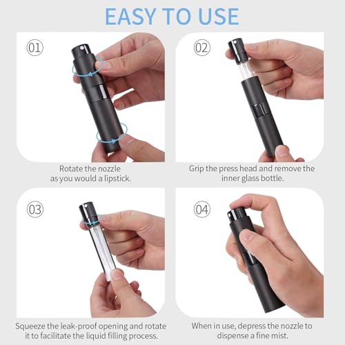 3-Pack 8ml Refillable Travel Perfume Atomizer - Black