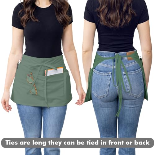 Dreamology 3-Pack Waist Aprons with Pockets - Water-Resistant Server Aprons for Men & Women