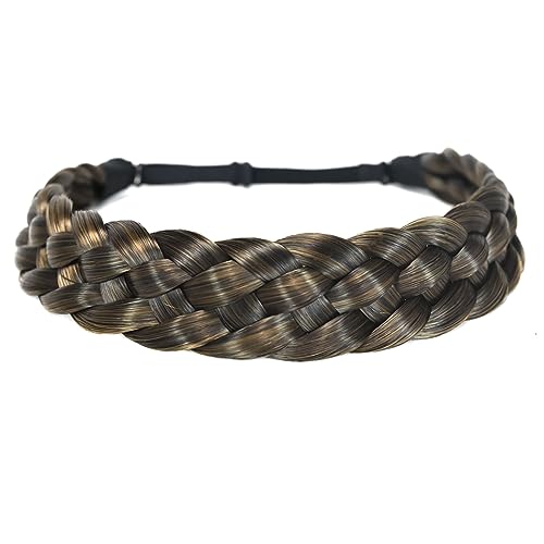 TOECWEGR Light Black Gold Brown Braided Headband Hairpiece for Women