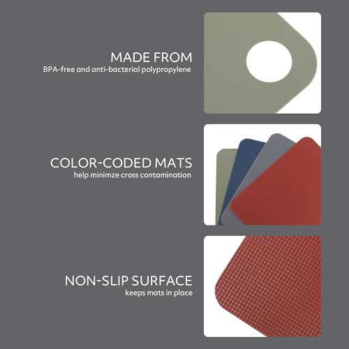 Sur La Table Crafty Carvery 4-Piece Cutting Mats Set - BPA-Free, Non-Slip, Dishwasher Safe, 11.75" x 8.25"