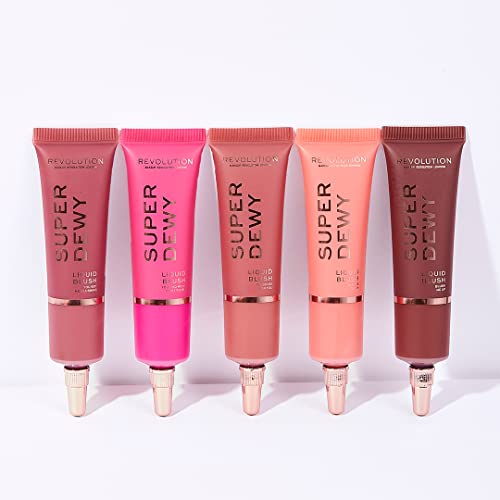 Revolution Superdewy Liquid Blush in Flushing For You - Vegan & Buildable