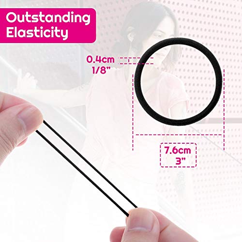 Anezus 200 Pcs Black Hair Ties - Small Elastic Bands (Pack of 2)