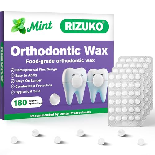 Rizuko Orthodontic Wax for Braces Mint 180 Count - Strong Hold, Long-lasting Relief