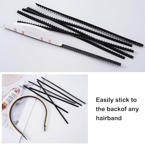 10pcs Black Silicone Anti-Slip Headband Teeth Strips for DIY