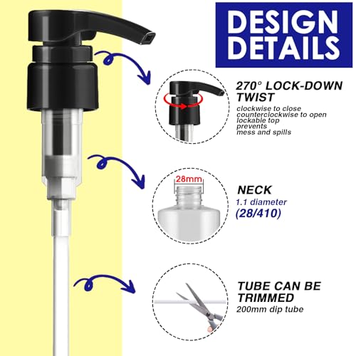 2-Pack Shampoo Pump Dispenser for 33.8 oz Bottles - Black & White