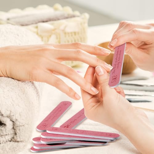 Gisafai 48 Pcs Breast Cancer Awareness Nail Files - Pink Emery Boards