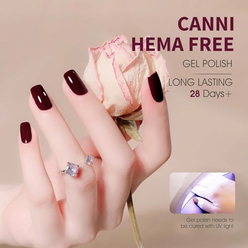 CANNI Burgundy Red Gel Nail Polish - Hema-Free, High Gloss