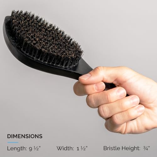 ZEUS Boar Bristle Beard and Hair Brush - Long Handle Beechwood Grooming Brush