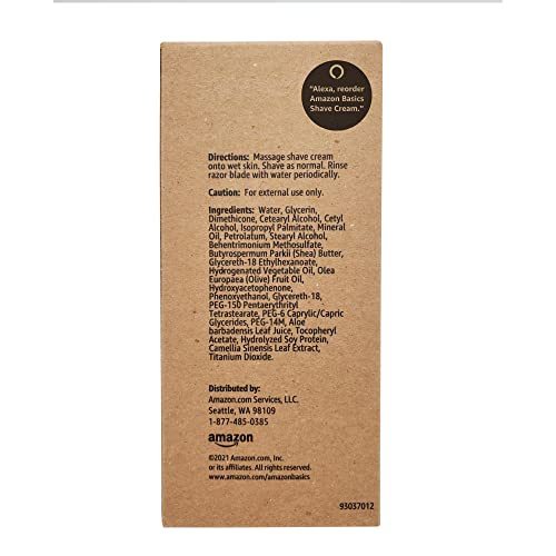 Amazon Basics 2-In-1 Moisturizing Shave Cream for Sensitive Skin, 2 Pack