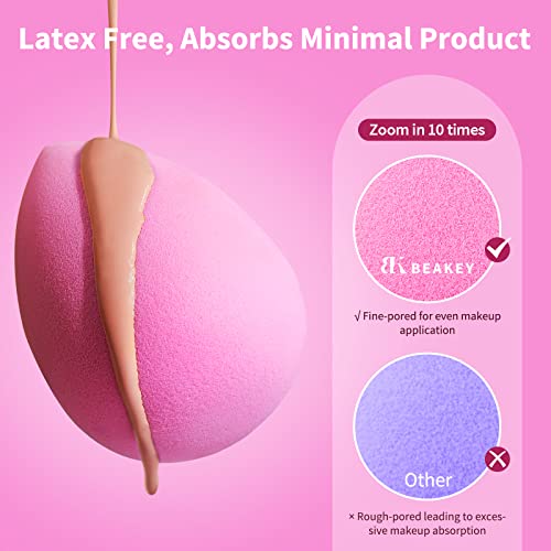 BEAKEY Makeup Sponge Set - 5 Pink Beauty Sponges for Flawless Application