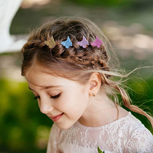 50 Pcs Pastel Butterfly Hair Clips for Girls & Women - Mini Claw Hair Accessories with Box Pack - Tiweio 14 Metallic Colors