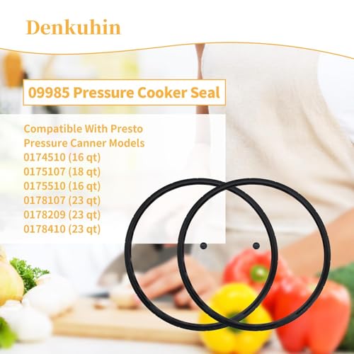 Presto Pressure Cooker Sealing Ring 09985 with Overpressure Plug (2-Pack)