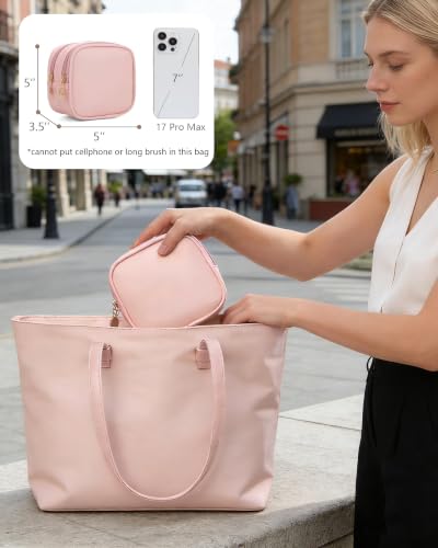 2PCS Small Makeup Pouch, Waterproof Double Zipper Cosmetic Travel Bag