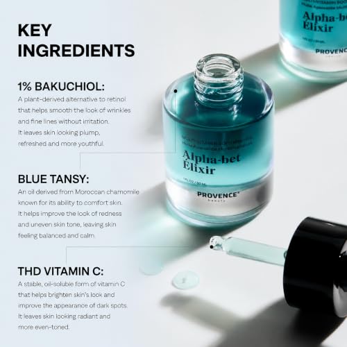 Provence Beauty Multi-Vitamin Brightening Facial Oil with Bakuchiol & Vitamin C – Hydrating & Soothing Skin Treatment, 1 fl oz