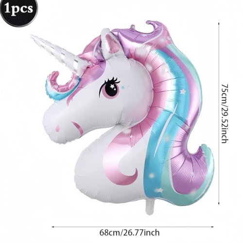Unicorn Foil Balloons Set – 4 Large Rainbow Balloons for Birthday Party