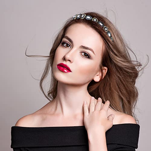 Jutom 6 Pack Rhinestone Beaded Headbands for Women - Stylish Elastic Hairbands