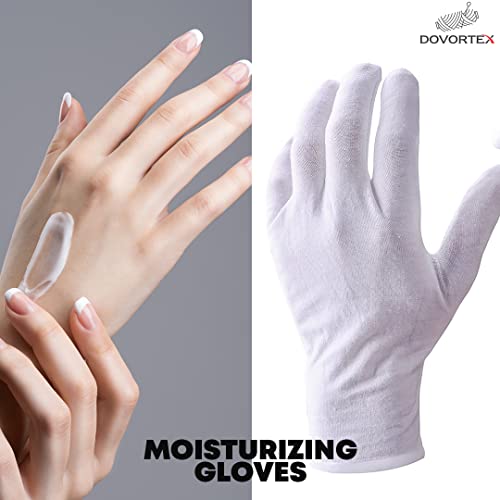 DOVORTEX 24 Pcs White Cotton Gloves - Soft, Washable, Perfect for Dry Hands & Inspections