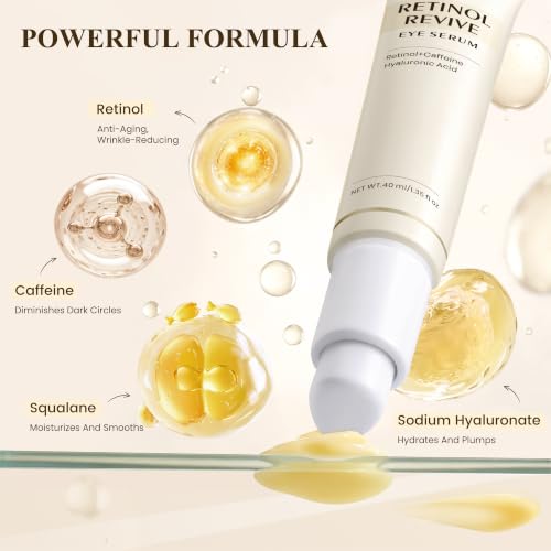 Retinol & Caffeine Eye Serum for Dark Circles & Puffiness – Hydrating Under Eye Treatment, 40ml