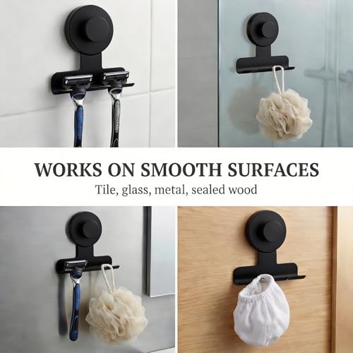 Kysren 2-Pack Suction Cup Razor Holder, Stainless Steel No-Drill Wall Mount
