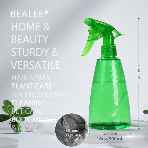 Bealee 3-Pack 16 Oz Multicolor Spray Bottles with Mist & Stream Nozzles - Red, Blue, Green