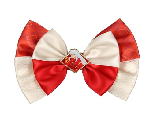 Inuyasha Anime Hair Bow Clip - Bioworld 2-Tier Red and Cream Bow