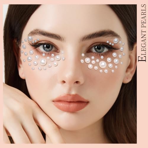 Teenitor Self-Adhesive Rhinestone Face Gems & Hair Pearls - 1300PCS