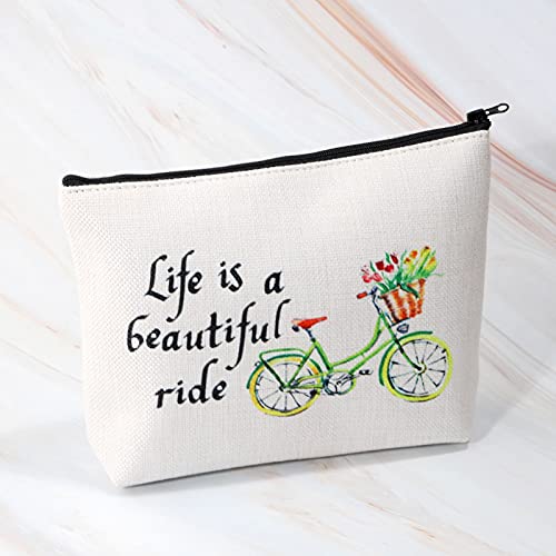 MBMSO Life is a Beautiful Ride Bicycle Travel Makeup Bag Waterproof Cosmetic Pouch