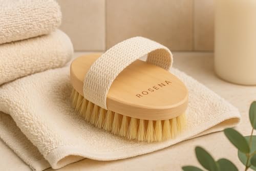 ROSENA Oval Dry Body Brush for Lymphatic Drainage & Exfoliation
