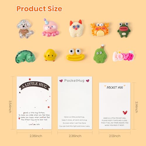 10 Adorable Pocket Hug Cards with Mini Figurines for Emotional Support