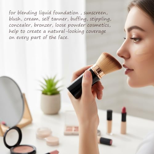 Retractable Kabuki Makeup Brush - Travel-Friendly Foundation Brush