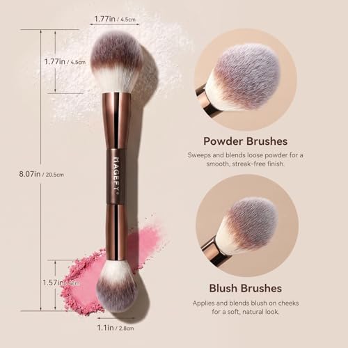 MAGEFY Double-Ended Makeup Brush Set - 2Pc Foundation & Contour Brushes