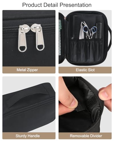 Meiiy Large Black Barber Tool Bag for Hair Clippers & Grooming Accessories