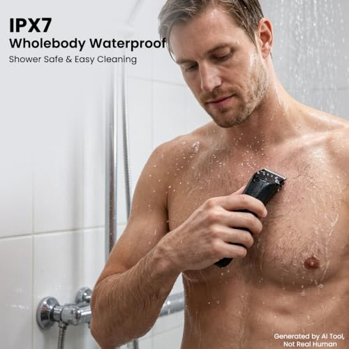 MAXGROOM Waterproof Body Hair Trimmer for Men with LED Light, Ceramic Blade, USB Rechargeable