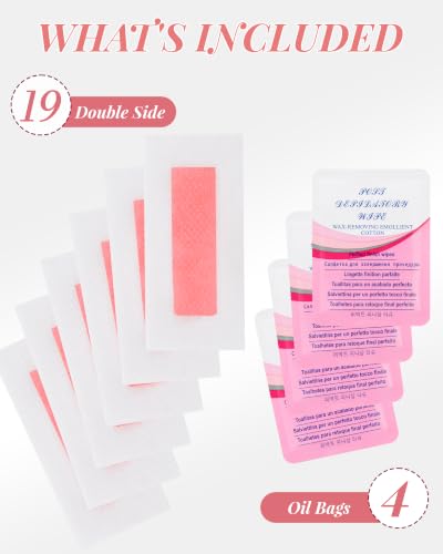 bluugru 38PCS Facial Wax Strips Kit for Women with Calming Oil Wipes