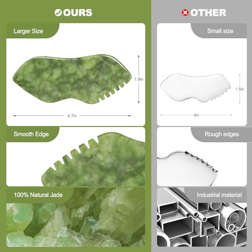 Airogym 2-Piece Authentic Jade Gua Sha Set for Facial Sculpting and Massage