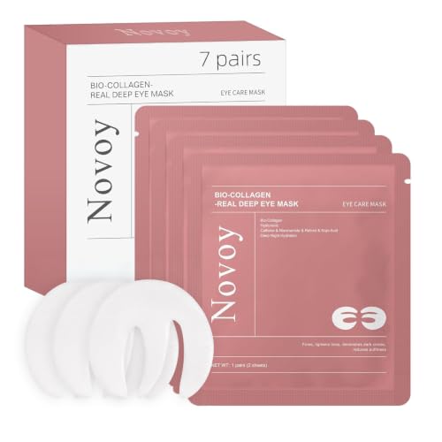 LLVYUO Rose Bio-Collagen Deep Eye Patches 14 Pairs, 6-in-1 Anti-Aging & Dark Circles