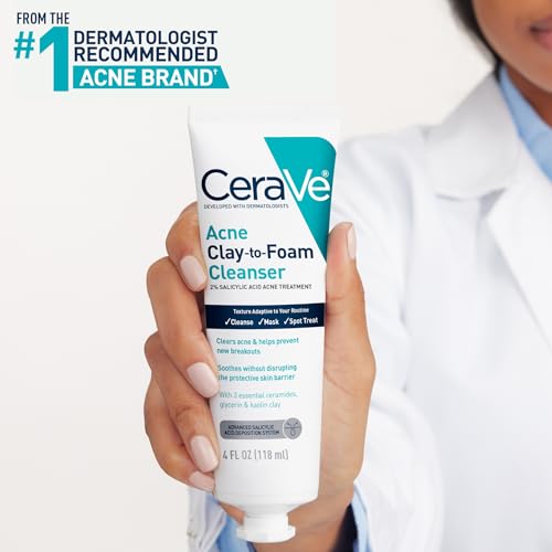 CeraVe Clay to Foam Acne Face Wash, 4 Oz - Salicylic Acid Treatment